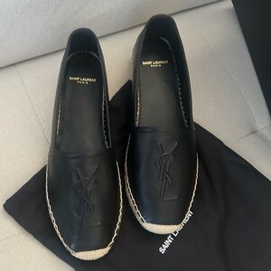 Saint Laurent Black Leather Espadrilles